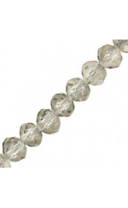 Faceted glass rondelle beads 6x4mm Transparent grey pearl shine coating